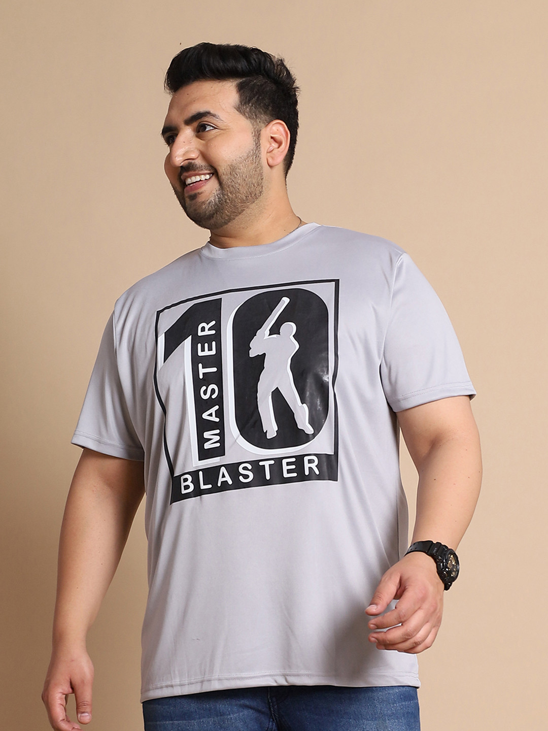 

bigbanana Plus Size Typography Printed T-shirt, Grey