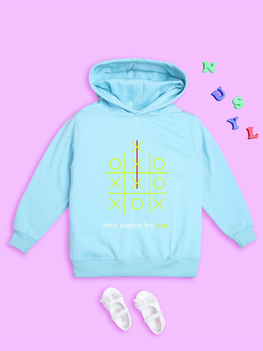 

NUSYL Kids Geometric Printed Hooded Fleece Pullover Sweatshirt, Blue