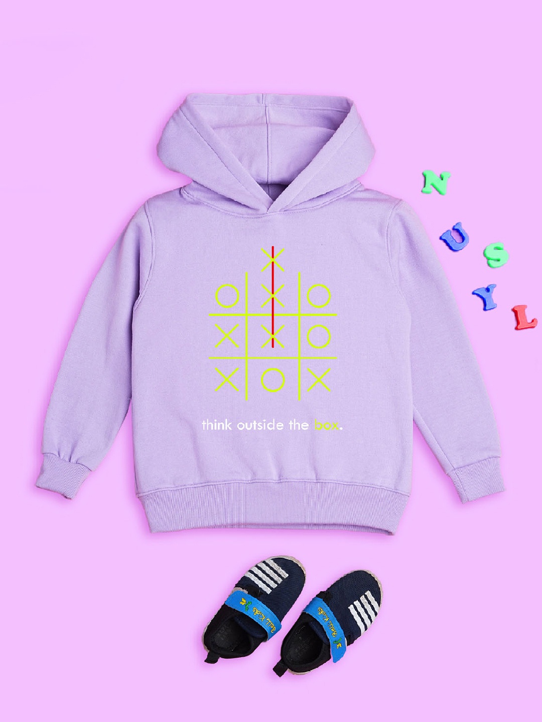 

NUSYL Kids Geometric Printed Hooded Fleece Pullover Sweatshirt, Purple