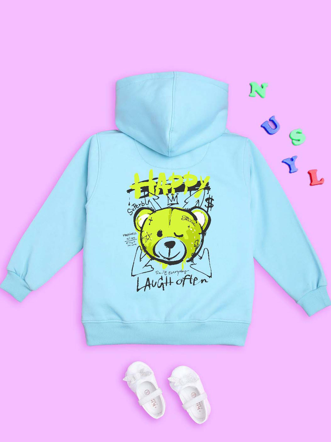 

NUSYL Kids Graphic Printed Hooded Long Sleeves Fleece Pullover Sweatshirt, Blue