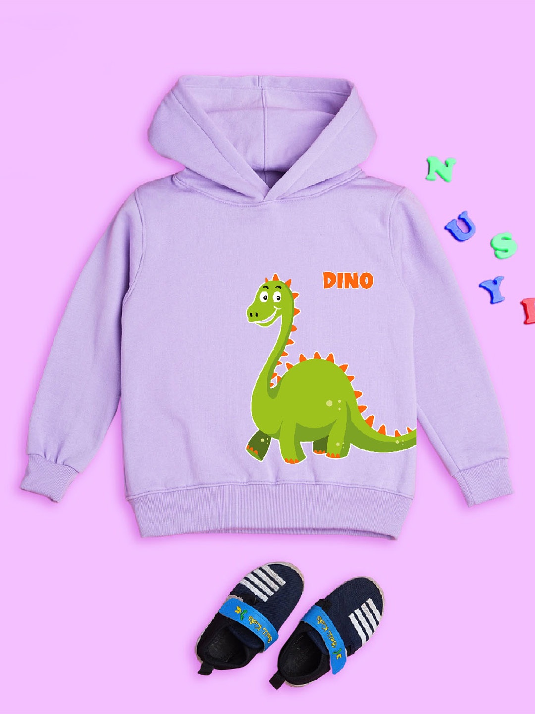 

NUSYL Kids Graphic Printed Hooded Fleece Pullover, Purple