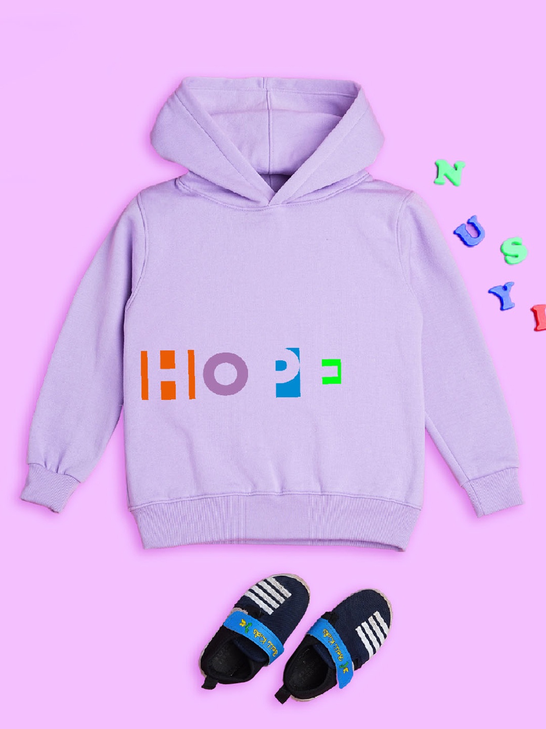 

NUSYL Kids Typography Printed Hooded Fleece Sweatshirt, Purple