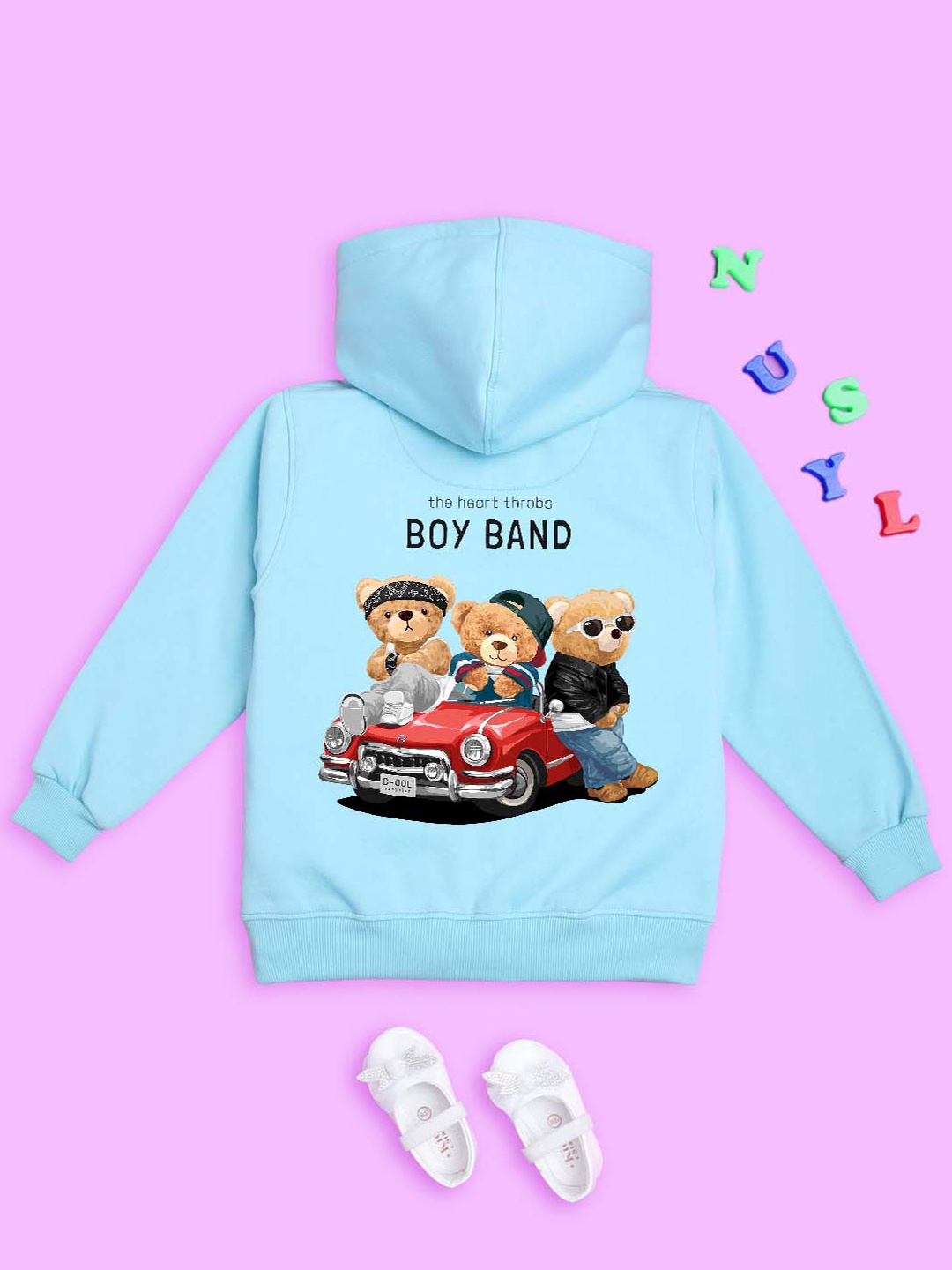 

NUSYL Kids Graphic Printed Hooded Fleece Sweatshirt, Blue