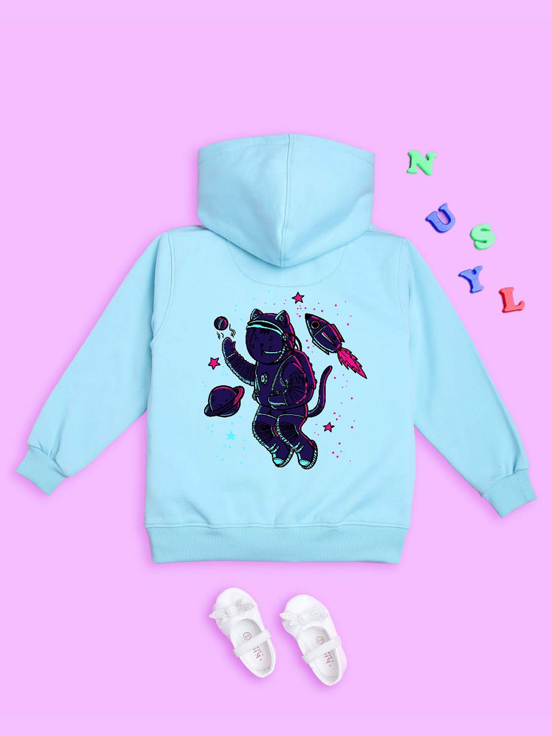 

NUSYL Kids Graphic Printed Hooded Sweatshirt, Blue