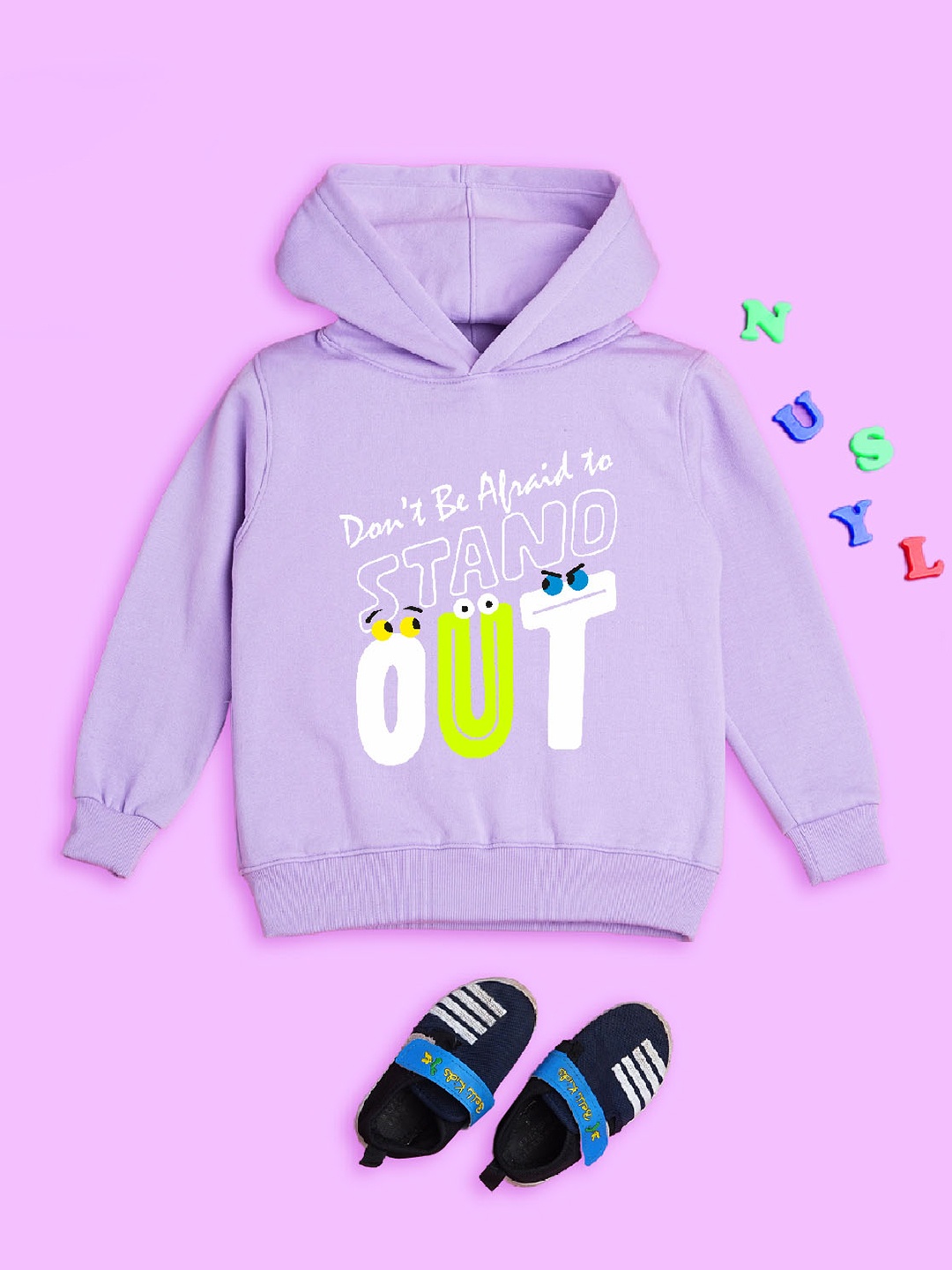 

NUSYL Kids Typographic Printed Hooded Sweatshirt, Purple