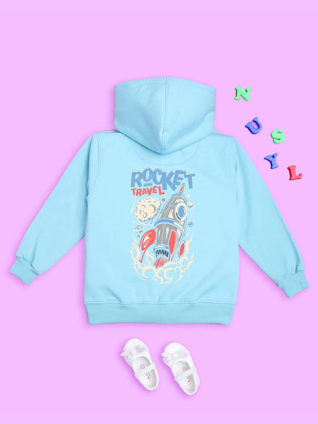 

NUSYL Kids Graphic Printed Hooded Sweatshirt, Blue