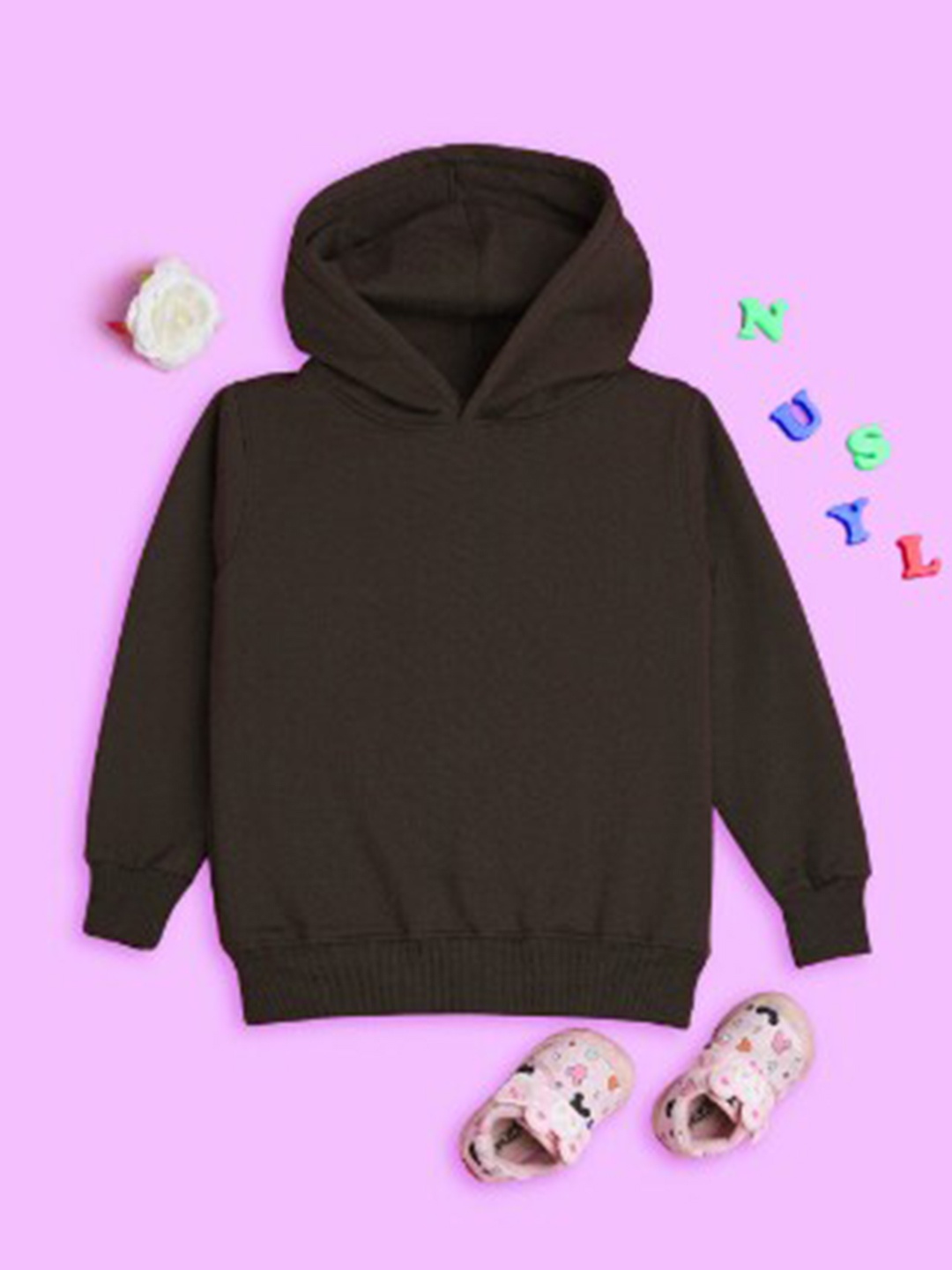 

NUSYL Kids Hooded Fleece Pullover Sweatshirt, Brown