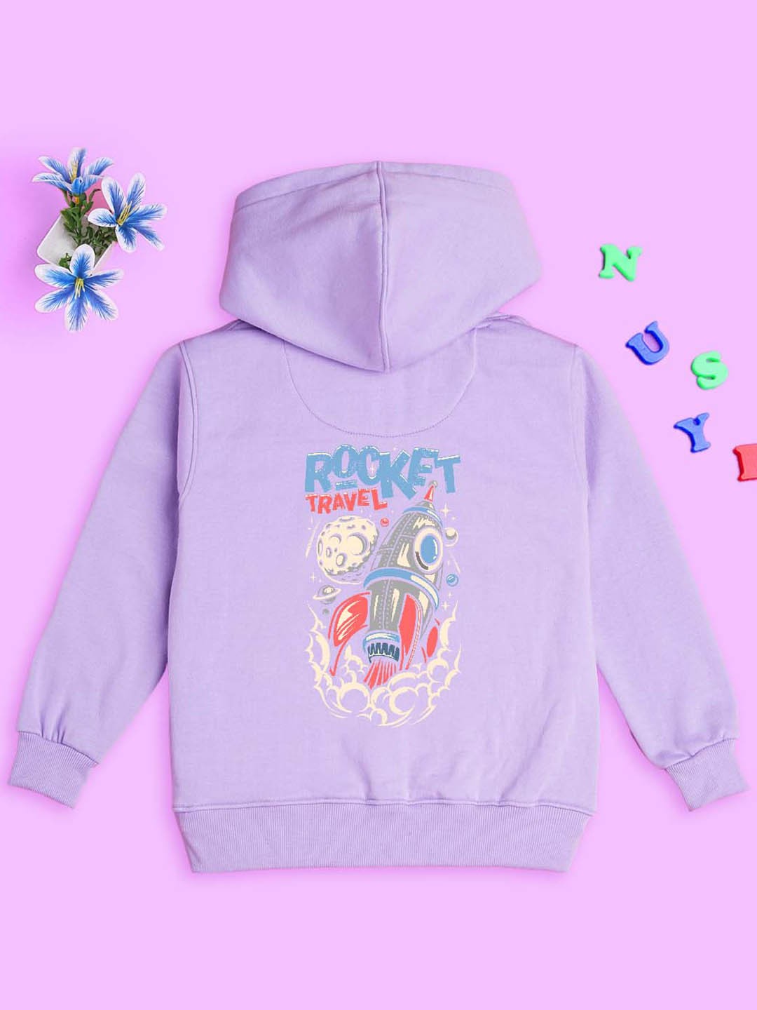 

NUSYL Kids Graphic Printed Hooded Sweatshirt, Purple