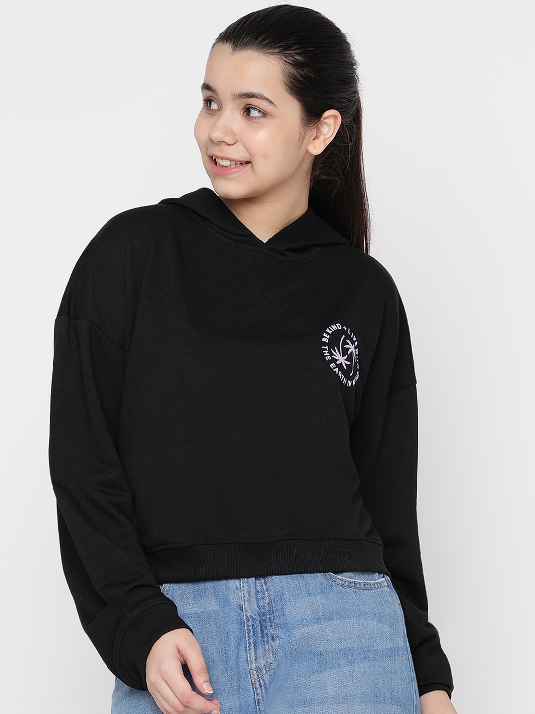 

Lil Tomatoes Girls Hooded Pullover, Black