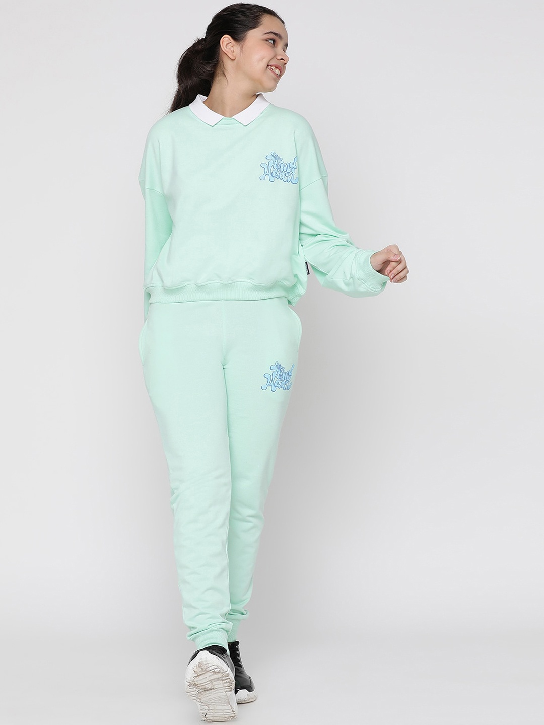 

Lil Tomatoes Girls Cotton Tracksuits, Green