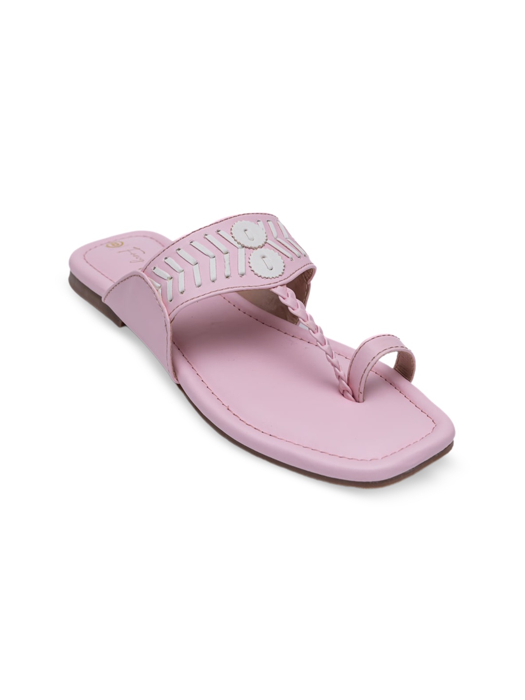 

Dapper Feet-Fancy Nancy Braided Strap One Toe Flats, Pink