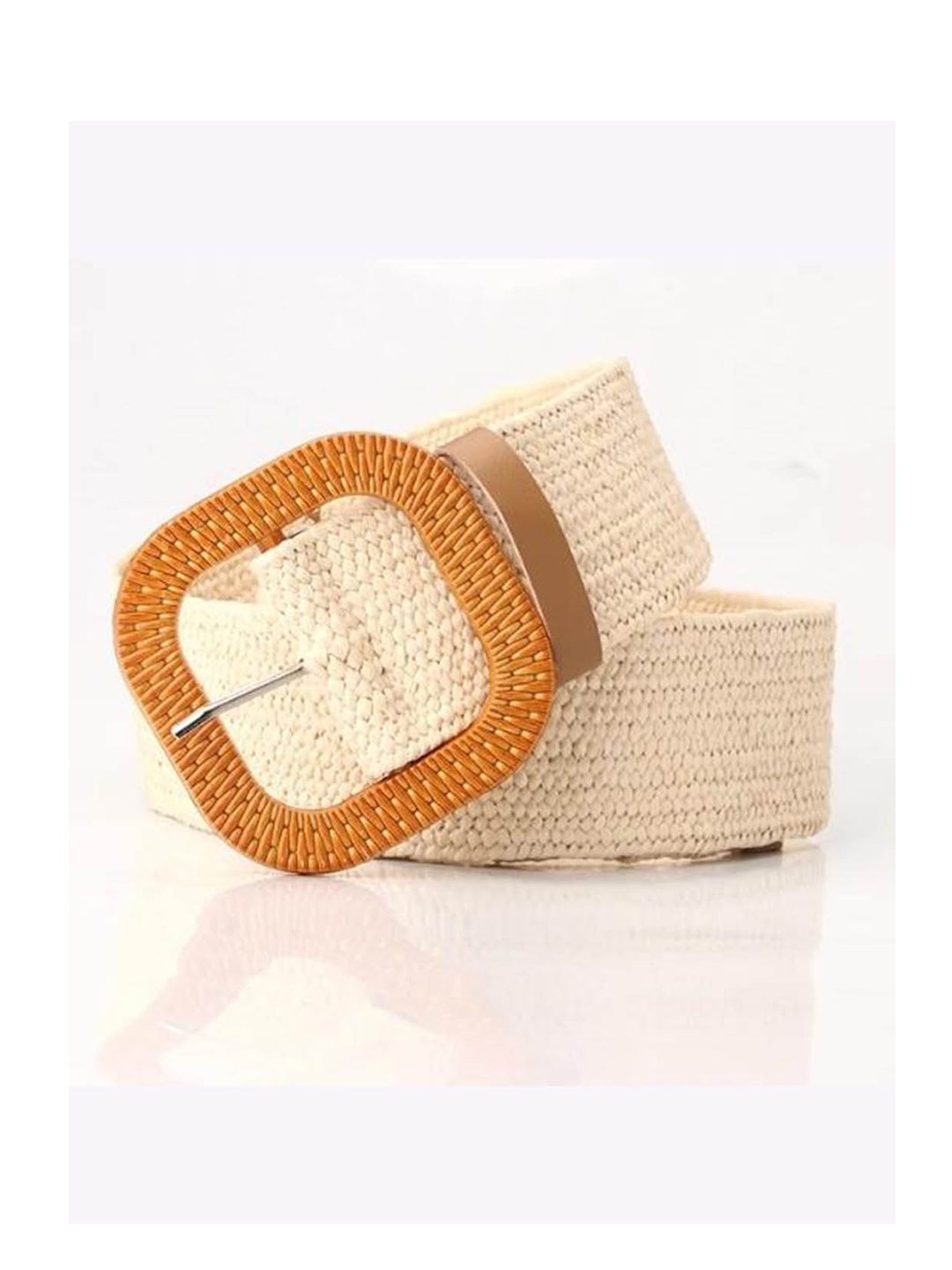 

Lulala Women Textured PU Belt, Beige