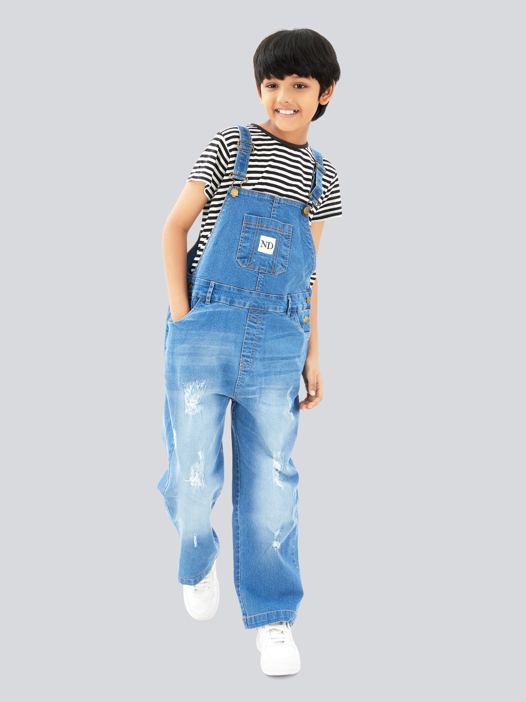 

Olele Boys Butter Scotch Washed Cotton Dungaree, Blue