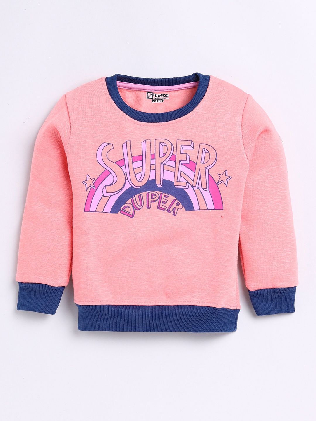

Eteenz Girls Printed Premium Cotton Sweatshirt, Peach