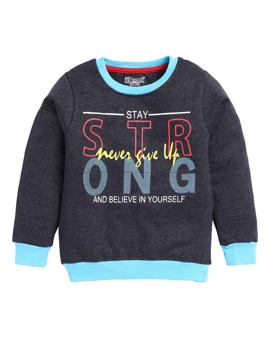 

Eteenz Boys Printed Premium Cotton Sweatshirt, Charcoal