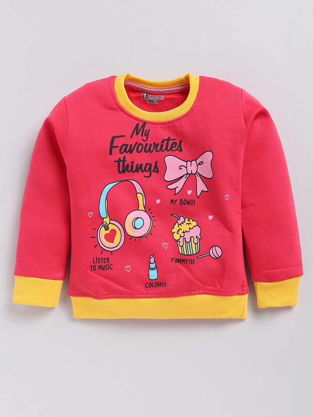 

Eteenz Girls Printed Premium Cotton Sweatshirt, Fuchsia
