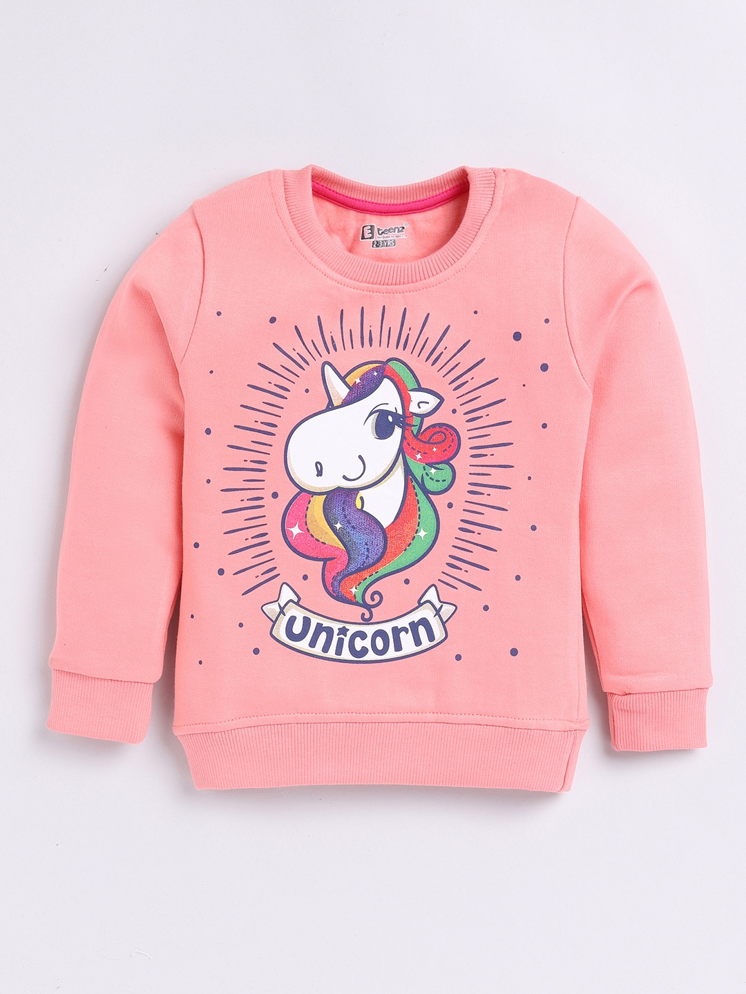 

Eteenz Girls Printed Premium Cotton Sweatshirt, Peach