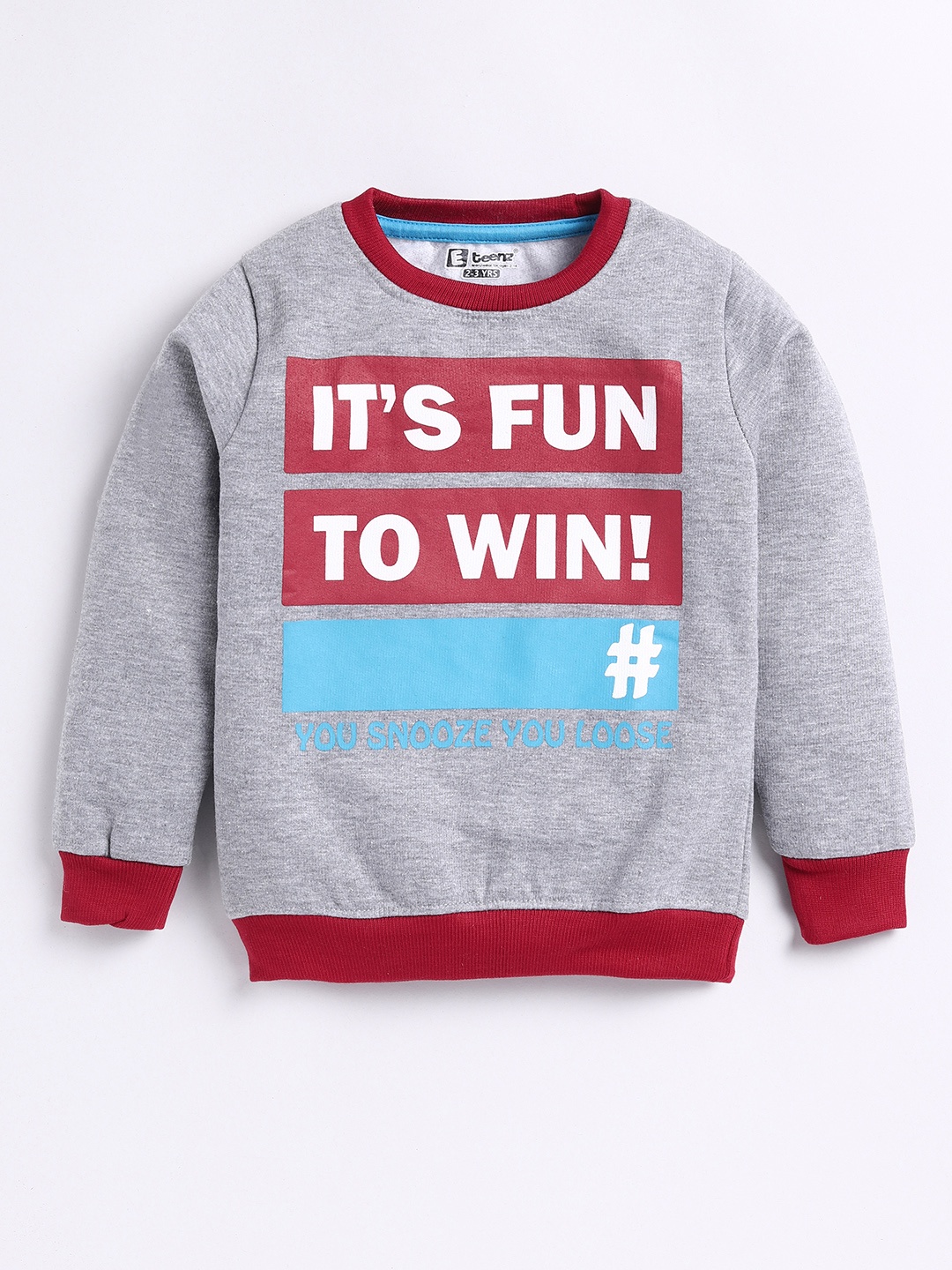 

Eteenz Boys Printed Premium Cotton Sweatshirt, Grey