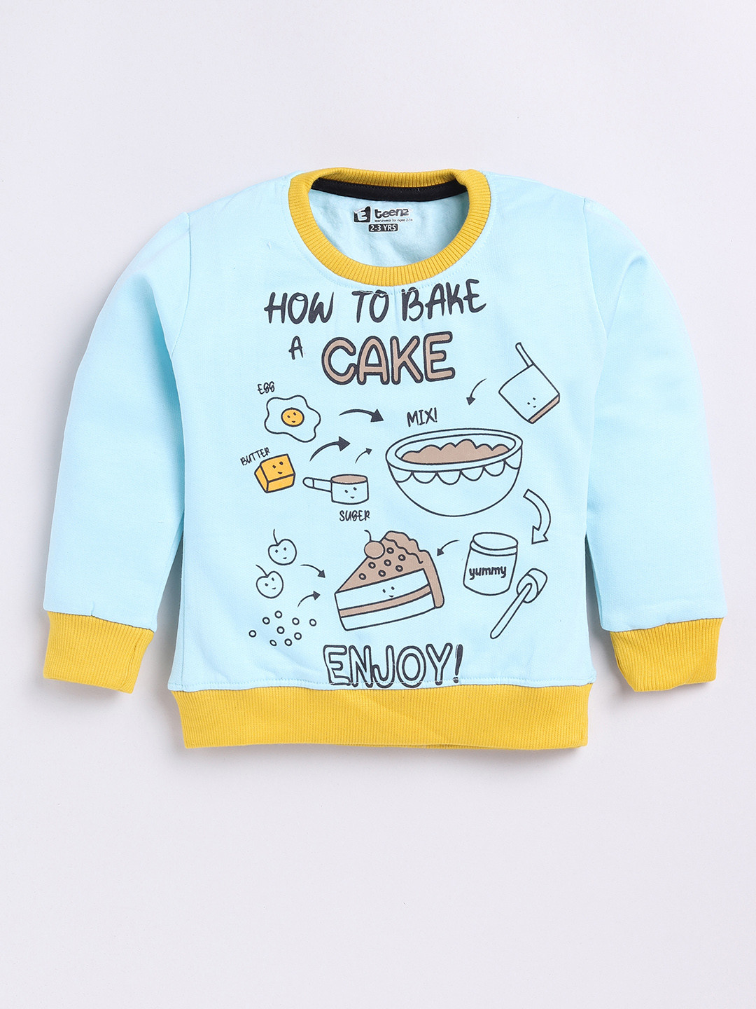 

Eteenz Girls Conversational Printed Round-Neck Premium Cotton Sweatshirt, Blue