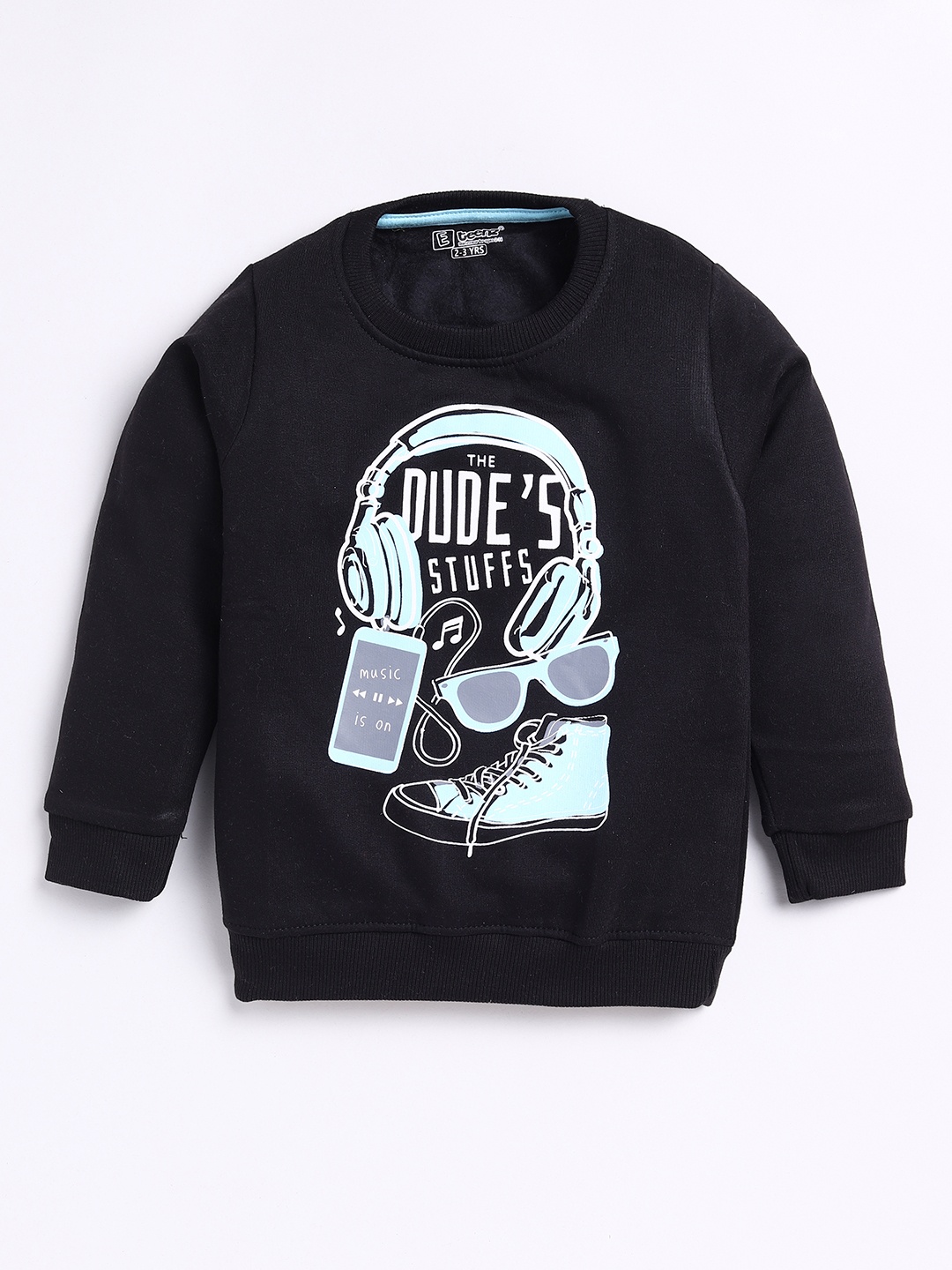 

Eteenz Boys Graphic Printed Premium Cotton Sweatshirt, Black