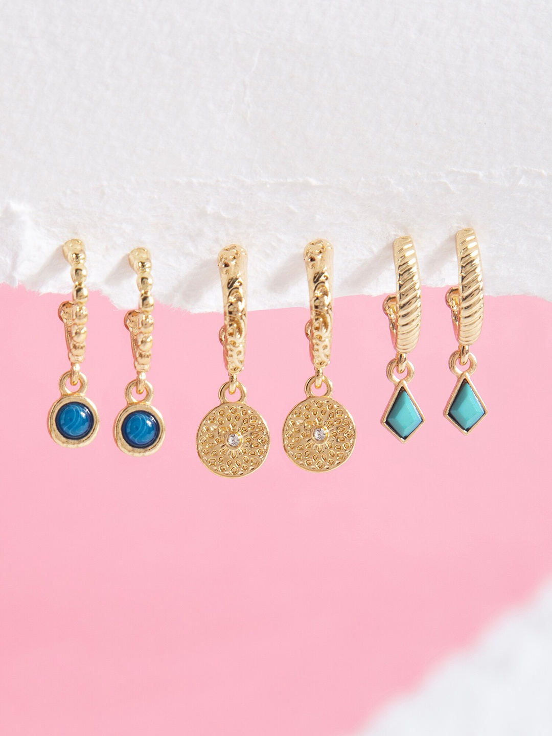 

Accessorize Set Of 3 Classic Filigree Stone Studded Hoop Earrings, Gold