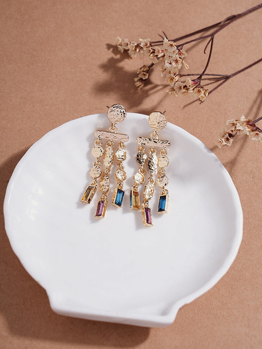 

Accessorize Crystal Studded Classic Drop Earrings, Gold