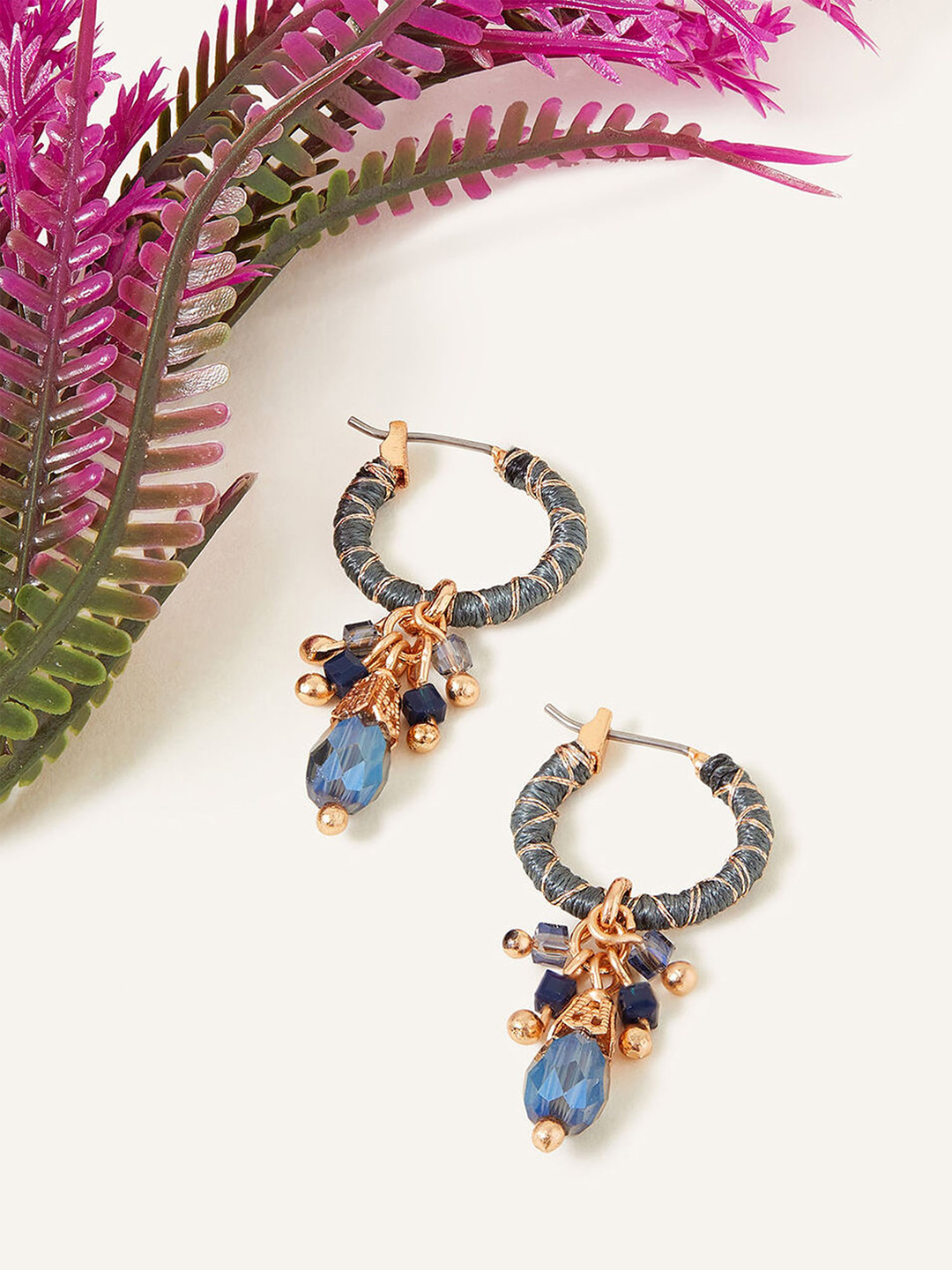 

Accessorize Beaded Hoop Earrings, Blue