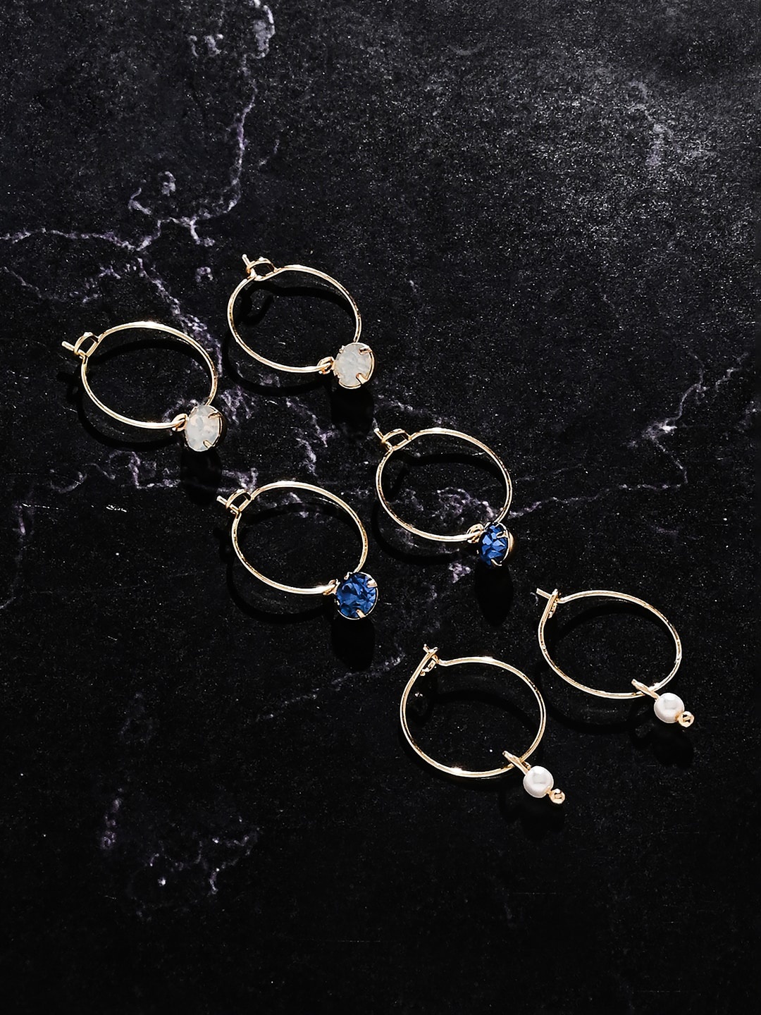 

Accessorize London Women's Gem Hoop Earrings Set Of Three, Gold