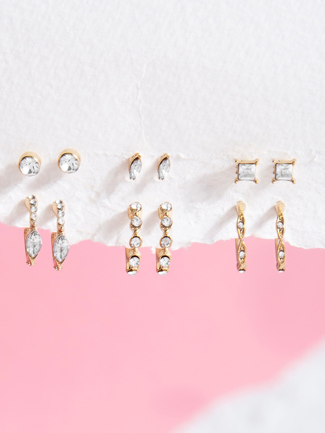 

Accessorize Set Of 6 Hoop & Stud Earrings, Gold
