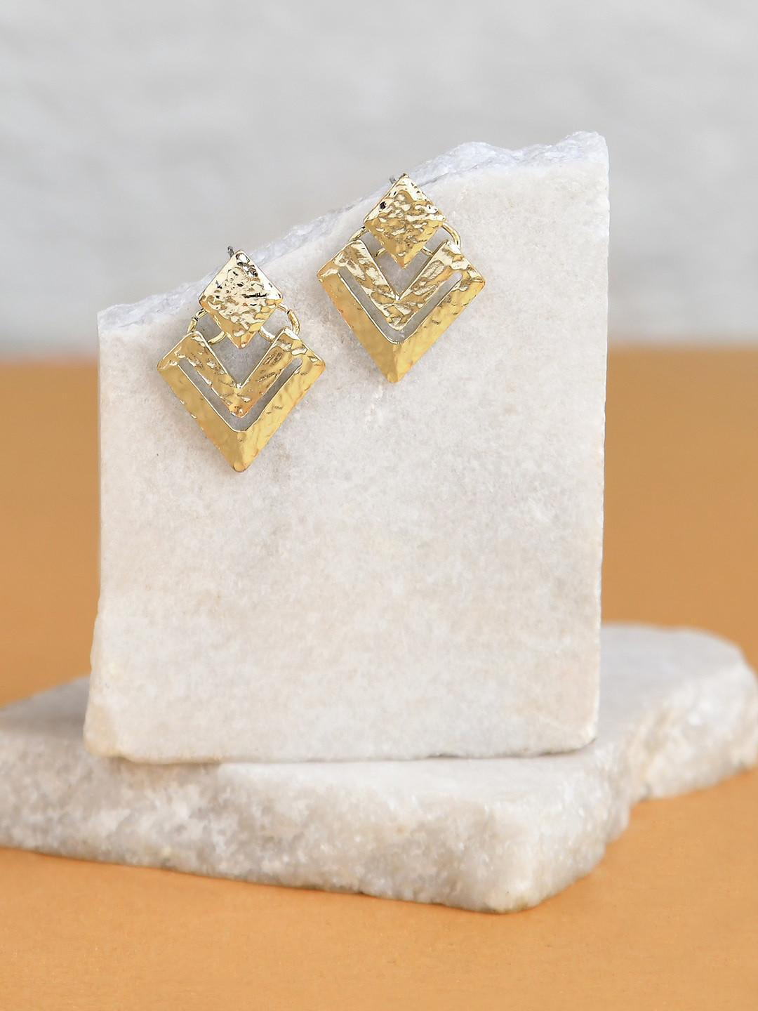 

Accessorize London Women's Diamond Cut-Out Short Drop Earrings, Gold