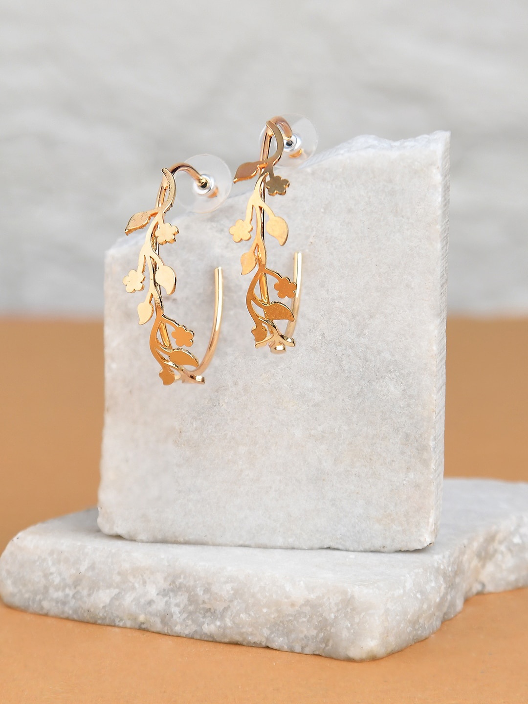 

Accessorize London Women's Floral Overlay Hoop Earrings, Gold
