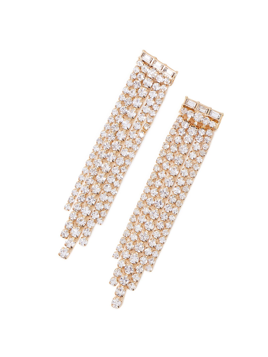 

Accessorize Gold-Plated Stone-Studded Tasselled Classic Drop Earrings