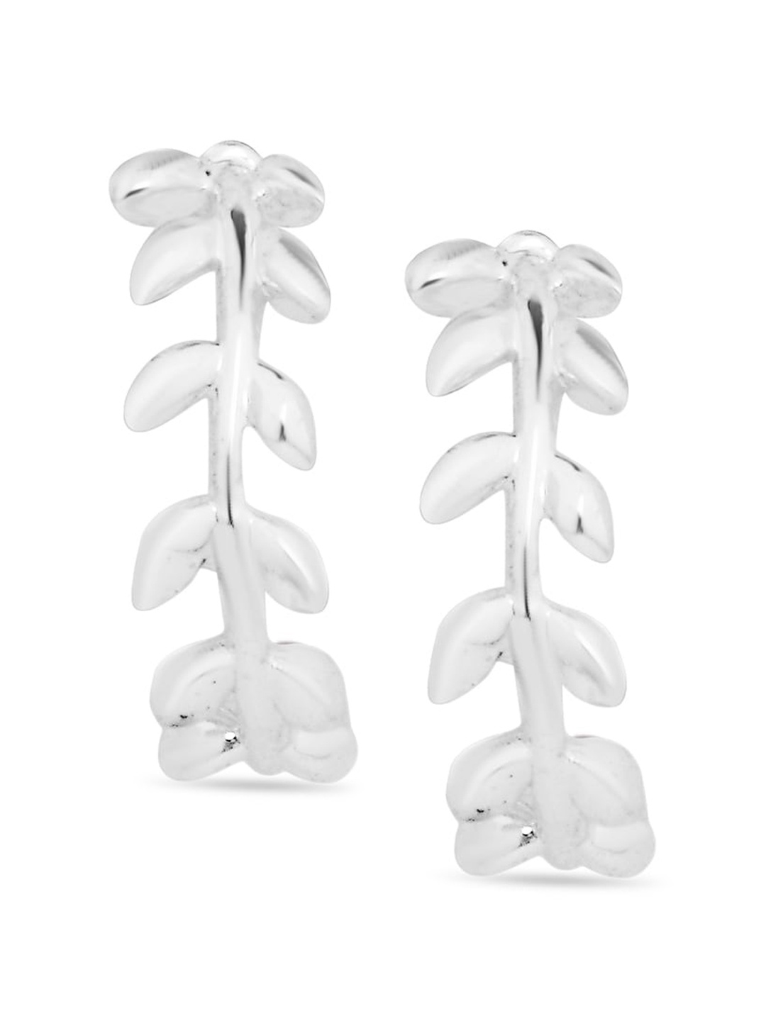 

Accessorize London Women 925 Sterling Silver Plated Leaf Hoop Earrings