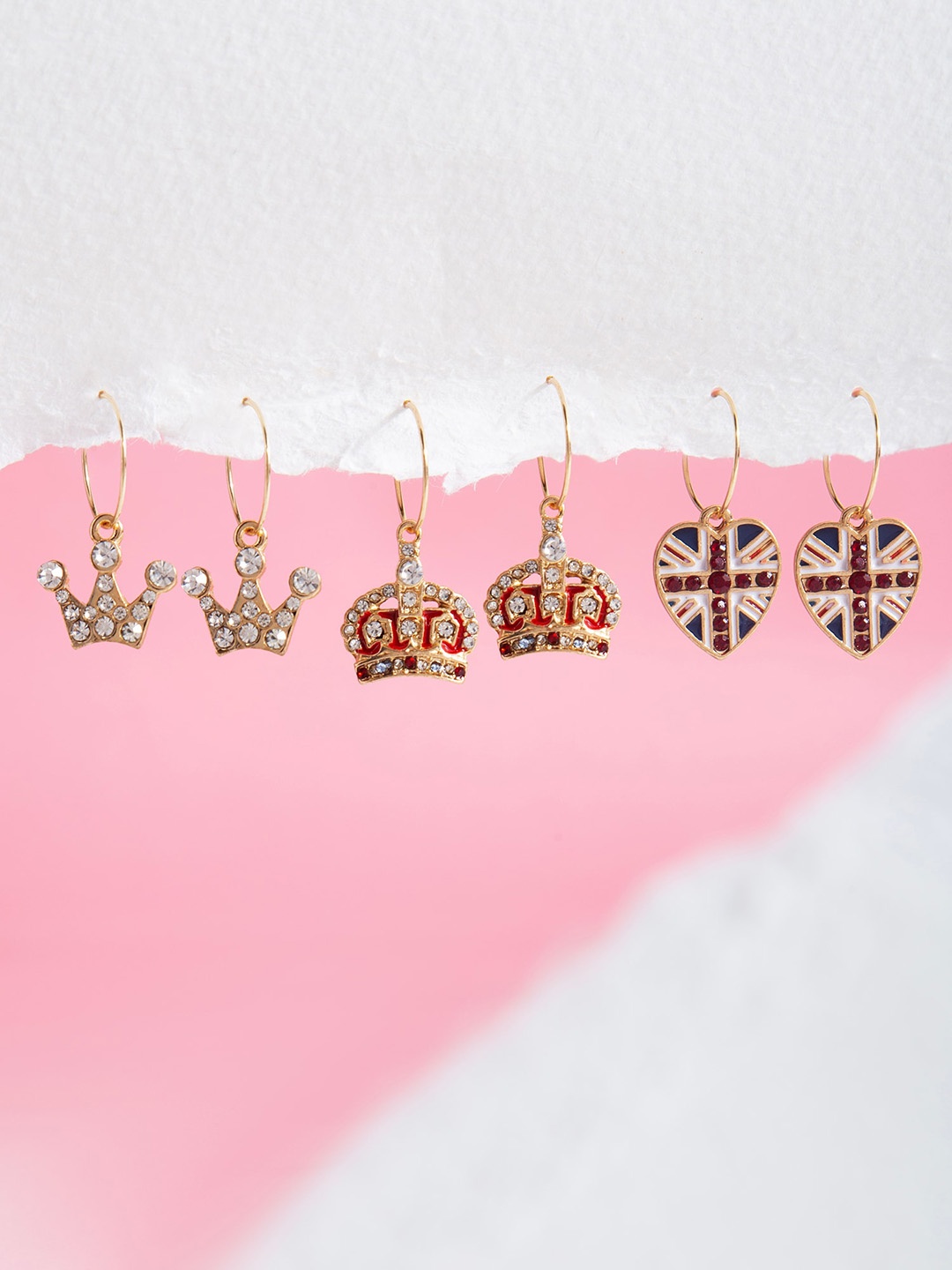 

Accessorize Set Of 3 Classic Drop Earrings, Gold