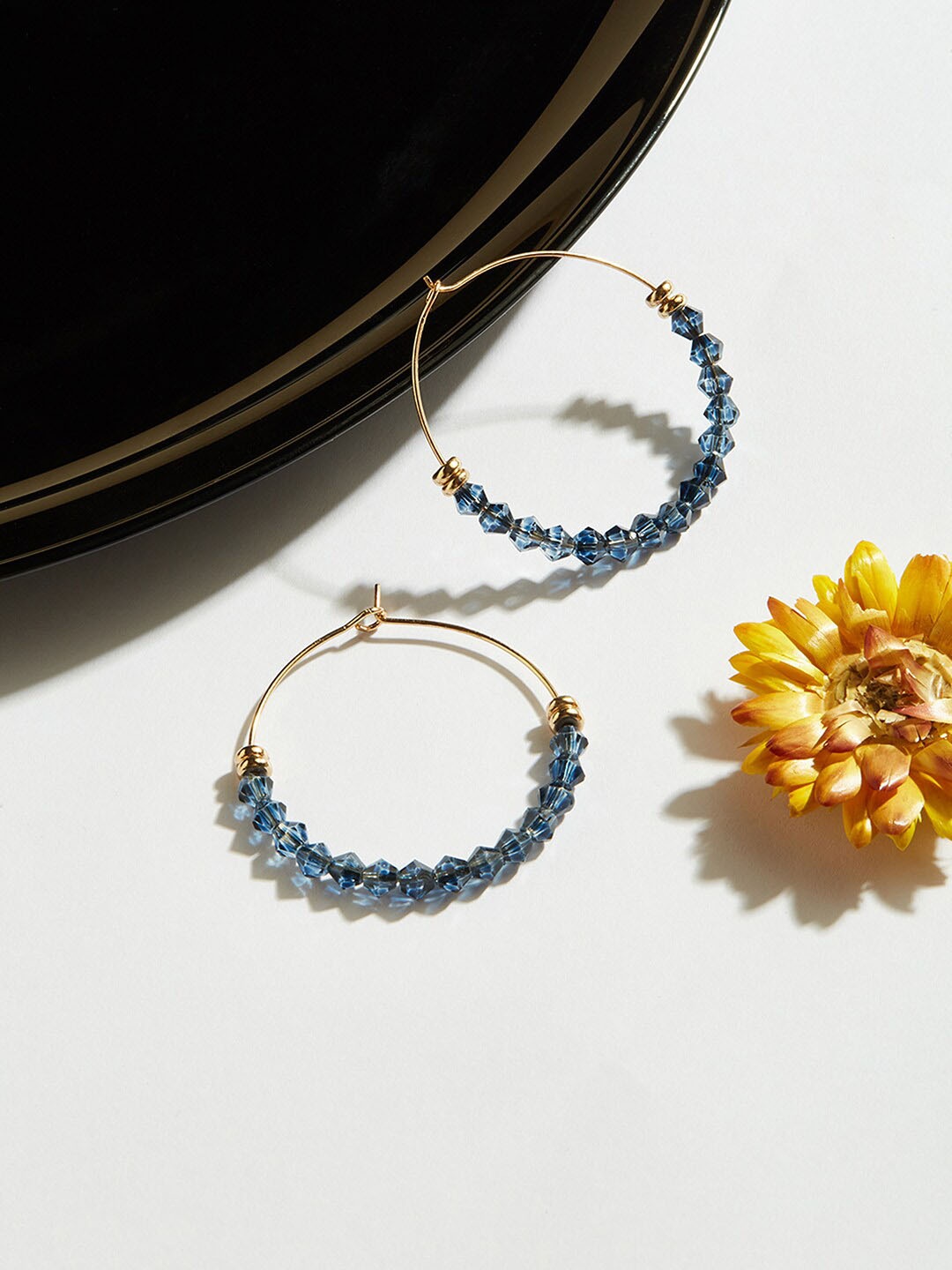 

Accessorize Facet Beaded Hoop Earrings, Blue
