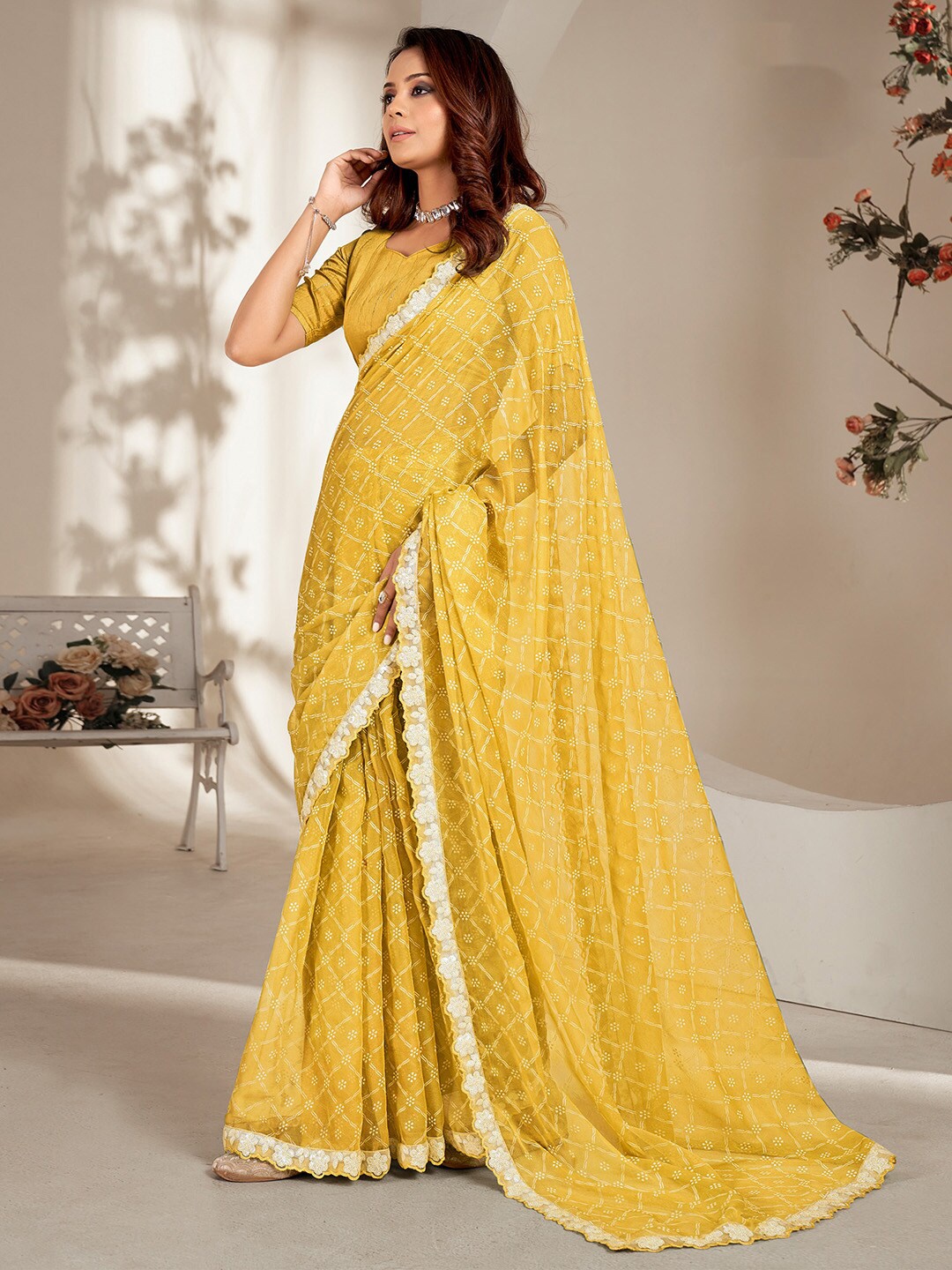 

Saree mall Ethnic Motifs Printed Sarees, Yellow
