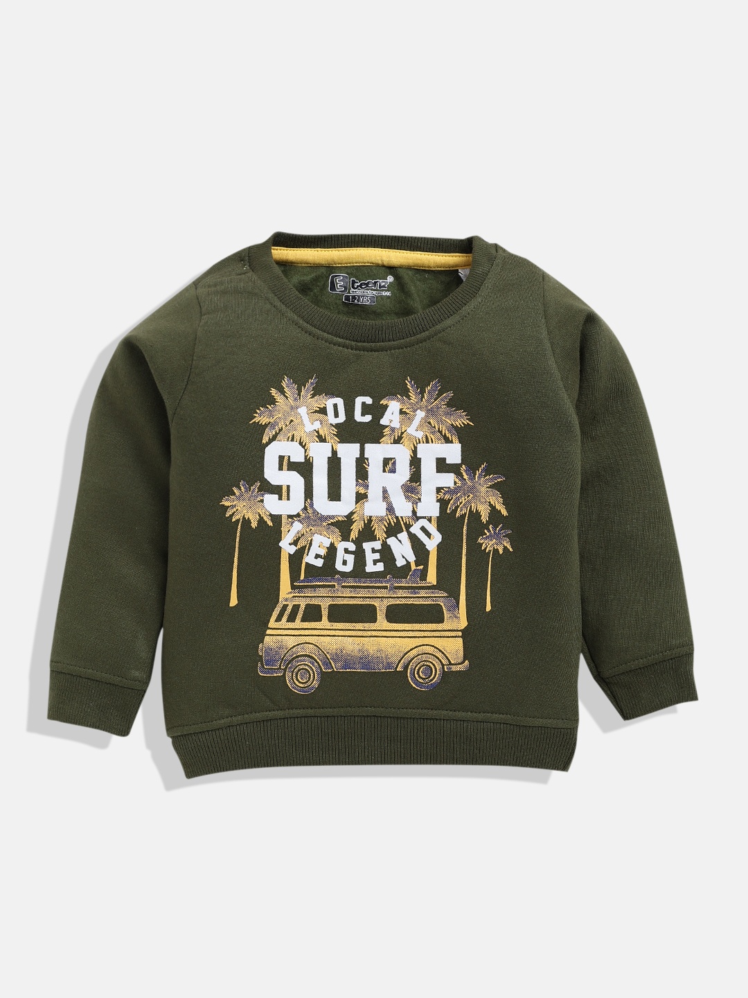 

Eteenz Boys Printed Premium Cotton Sweatshirt, Olive