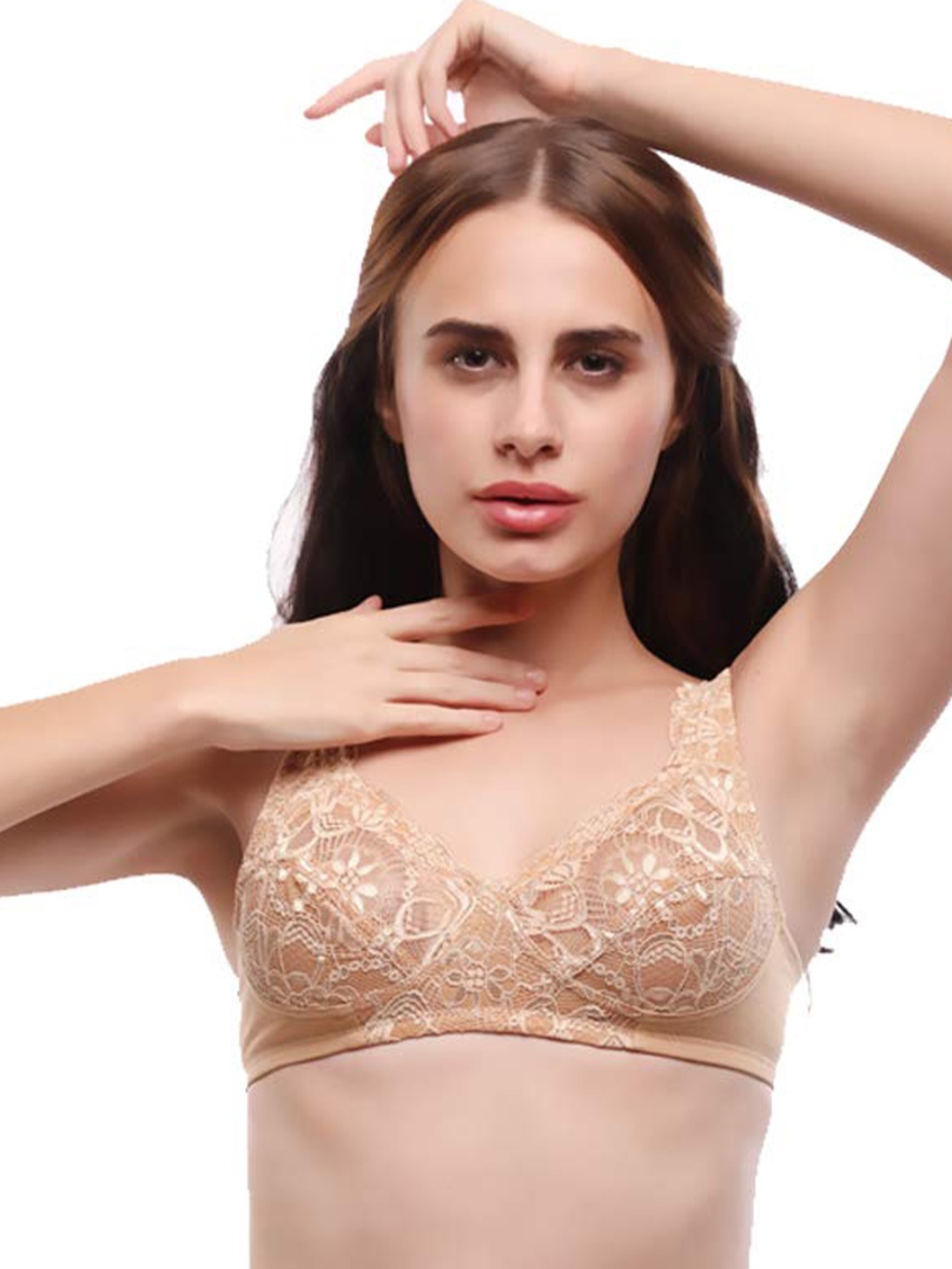 

Lovable Floral Lace Full Coverage All Day Comfort Everyday Bra, Beige