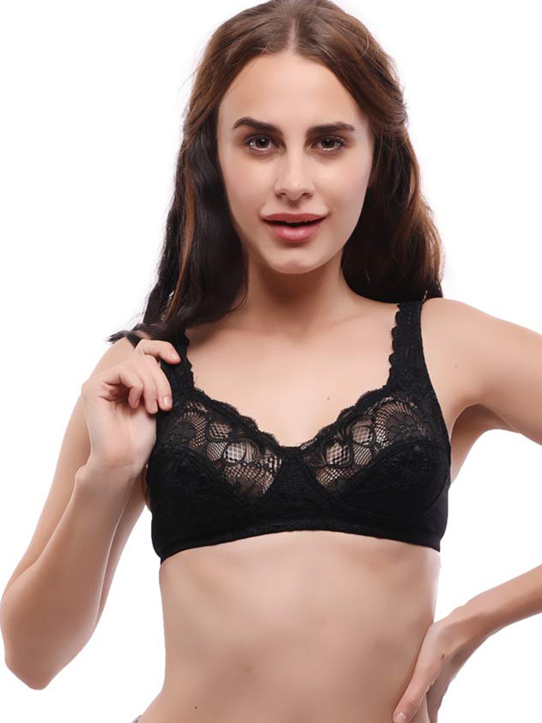 

Lovable Floral Lace Full Coverage All Day Comfort Everyday Bra, Black