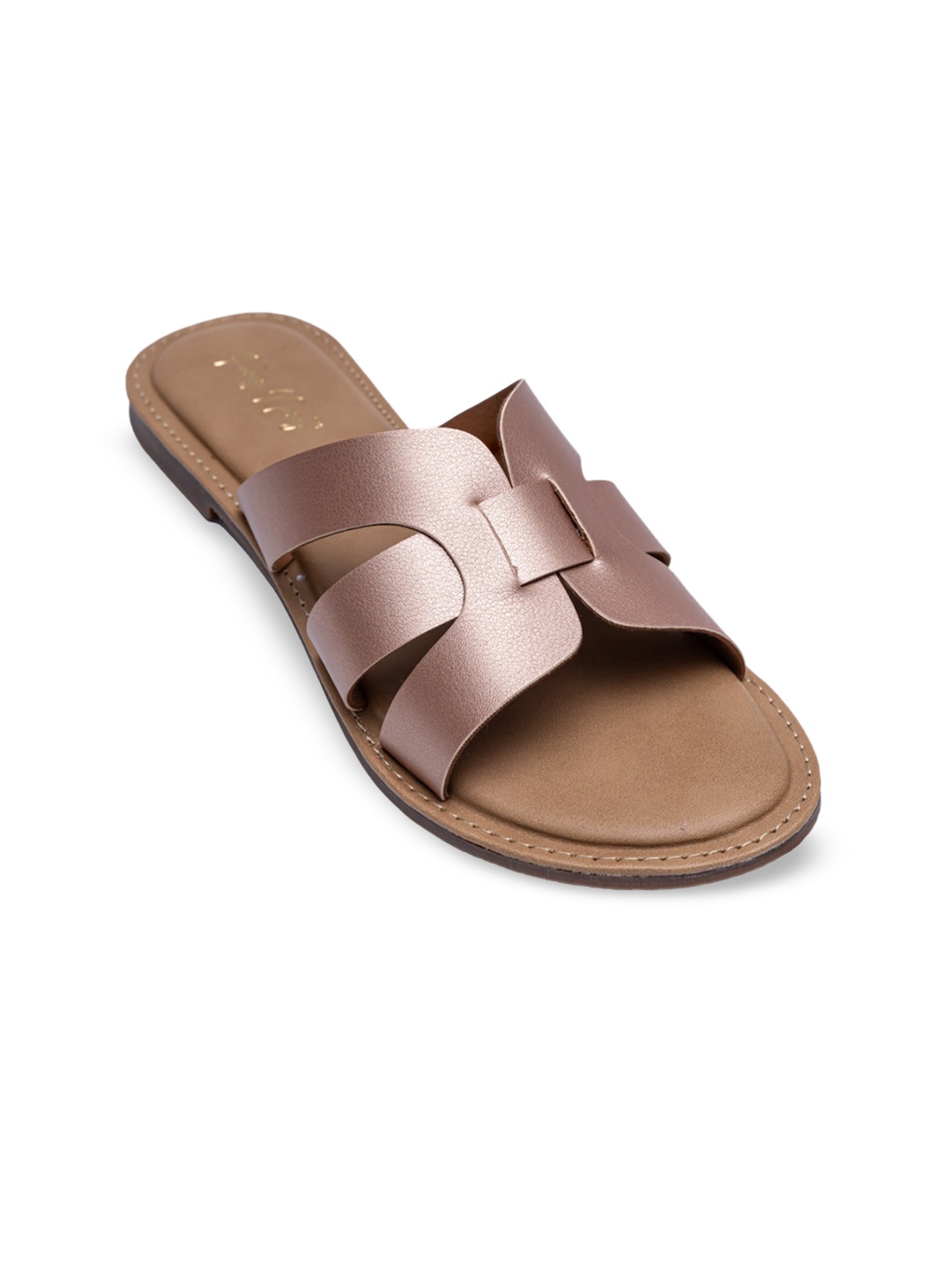 

Dapper Feet-Fancy Nancy Cut-Out Detail Open Toe Flats, Rose gold
