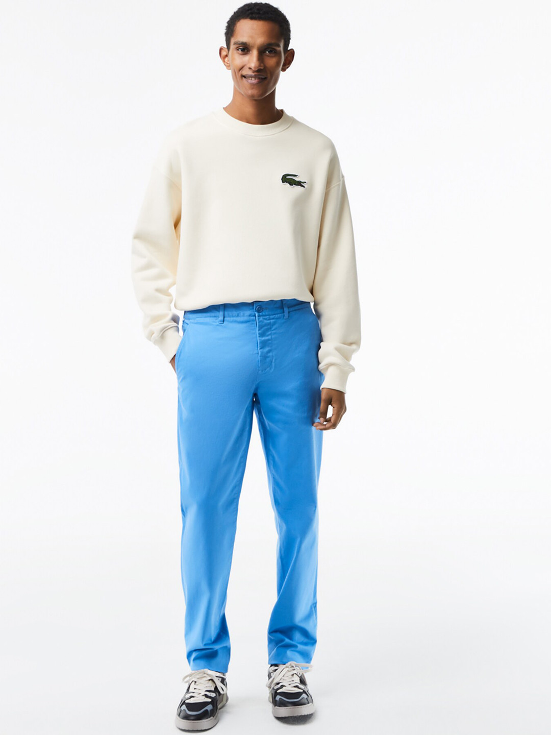

Lacoste Core Men Mid-Rise Classic Slim Fit Stretch Trousers, Blue