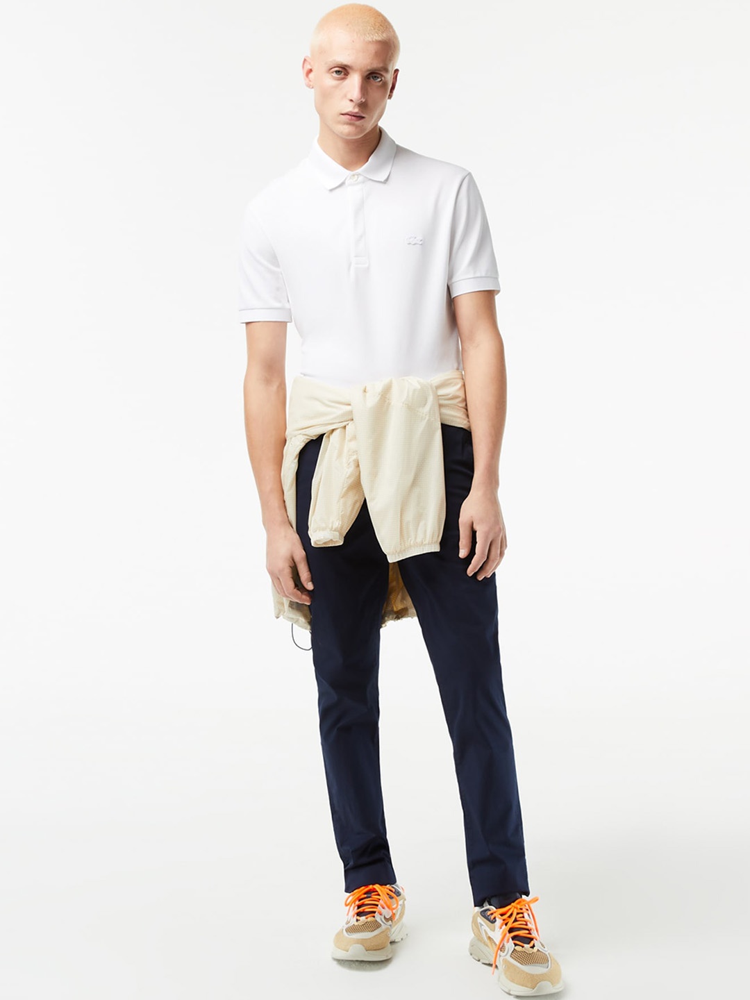 

Lacoste Men Mid-Rise Slim Fit Stretch Chino Trousers, Navy blue