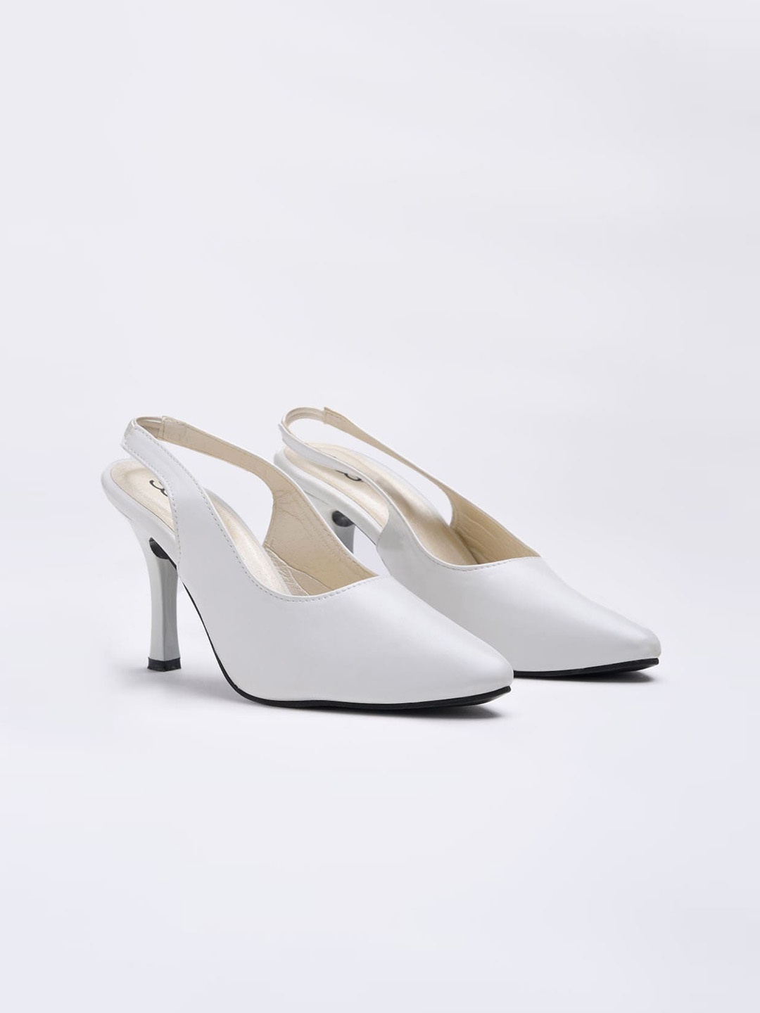 

Street Style Store Pointed Toe Slim Heel Mules, White