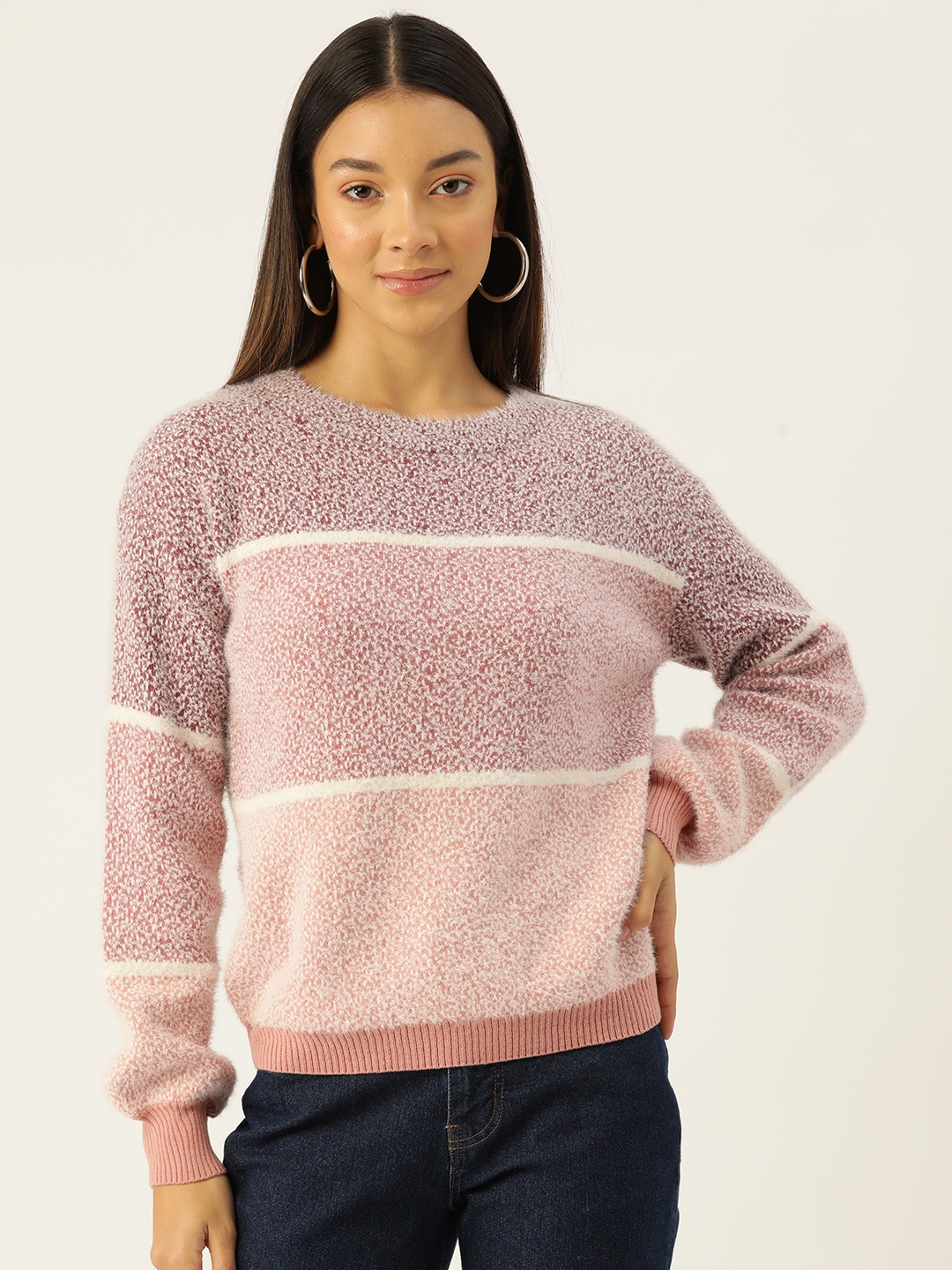 

Madame Self-Design Colourblocked Pullover, Peach