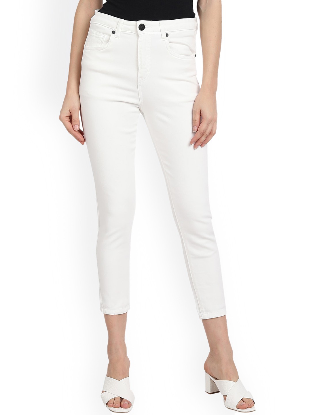 

Lorem Ginzo Women Skinny Fit High-Rise Cotton Jeans, White