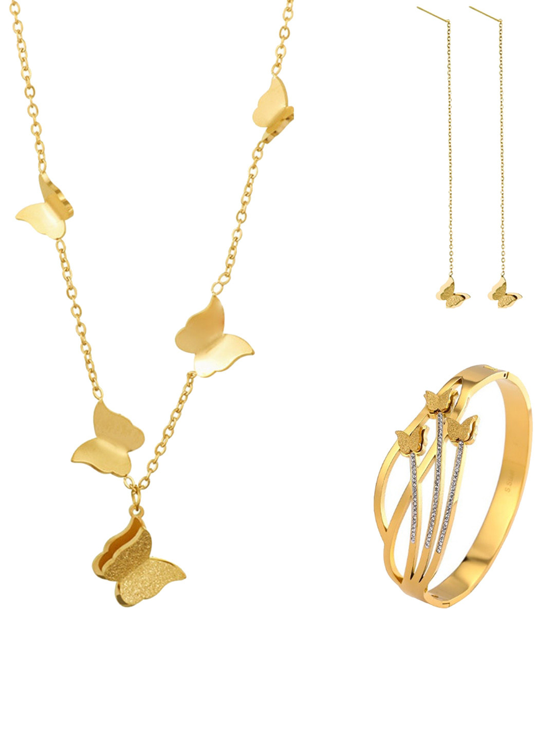 

MYKI Gold Plated Stainless Steel Cubic Zirconia Studded Jewellery Set