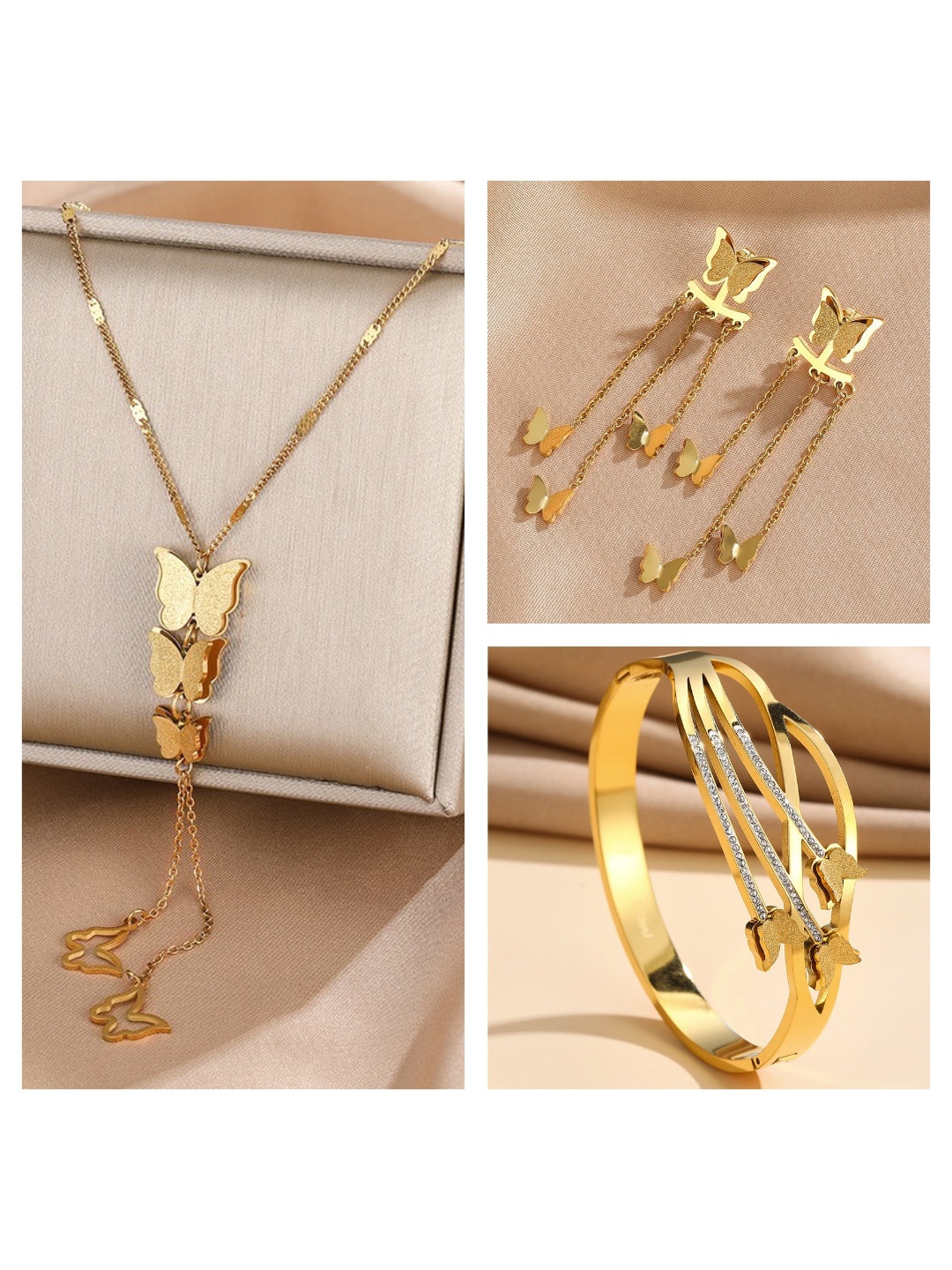 

MYKI Gold Plated Cubic Zirconia Stone Studded Jewellery Set