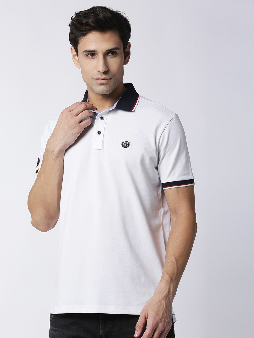

DRAGON HILL Polo Collar Cotton Slim Fit T-shirt, White