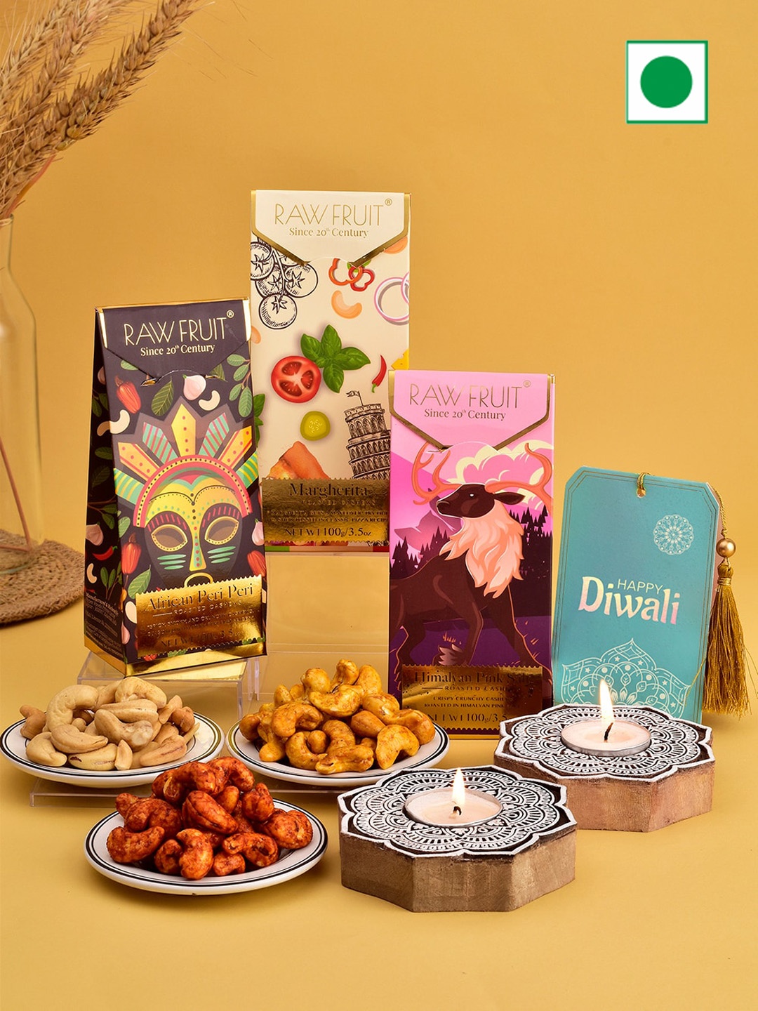 

RawFruit Mixed Dry Fruit Diwali Gift Set-100 gms each, Red