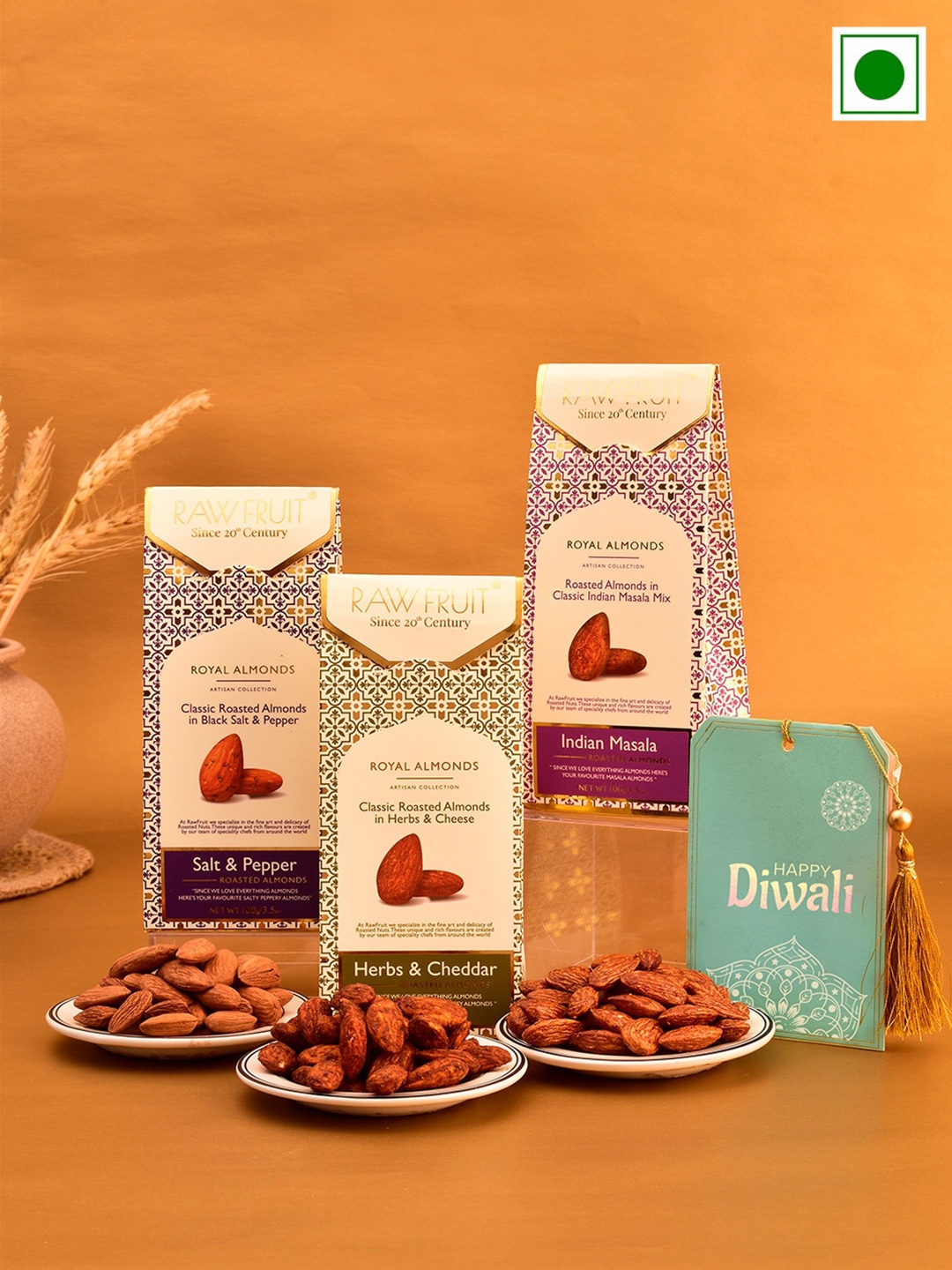 

RawFruit Diwali Dry Fruit Trio Box - 100gm, Beige